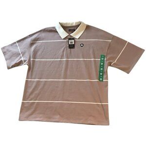 NWT Airwalk Polo Short Sleeve Shirt Lilac/White Striped Mens Size XL